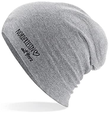 huuraa Wintermütze Nordfriesin mit Herz Geschenk Mütze Heather Grey Nordfriesin Accessoire