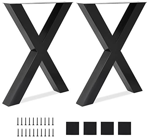 Towallmark 2er Set Stahl Tischbeine, 71,1 cm Höhe x 78,7 cm Breite Esstischbeine, robuste X-Rahmen Tischbeine für Möbel/Schreibtisch/Esstisch, industrieller Landhausstil, Schwarz