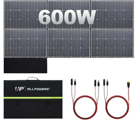 ALLPOWERS 600W Foldable Solar Panel, Foldable & Durable with MC-4 Output Monocrystalline Solar Charger, Waterproof IP67 for Outdoor Adventures Caravan Camping RV Power Outage Balcony Solar Generator
