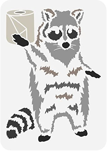 FINGERINSPIRE Lustige Waschbär-Schablone, 21,1 x 29,7 cm, wiederverwendbarer Waschbär mit Rollenpapier, Zeichenschablone, DIY-Kunst, Waschbär-Dekoration, Tierschablone zum Malen auf Holz, Wand und