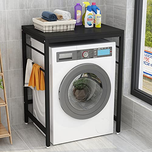 CLoxks Waschmaschinenschrank Schwarz, Schrank für Waschmaschine und Trockner, Lagerregal Über Dem Trockner, für Waschküche, Toilette, 70 X 60 X 95 cm