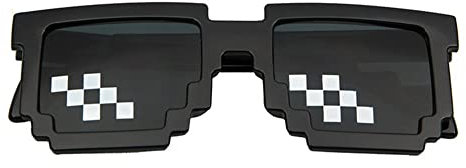 LQQDREX Schwarze Mosaik-Sonnenbrille für Herren und Damen, Pixel, schwarz, Retro-Brillen, Gamer, Shades Cool I5j1, Party, Sonnenbrille, Roboter, Vintage, Großer Rahmen