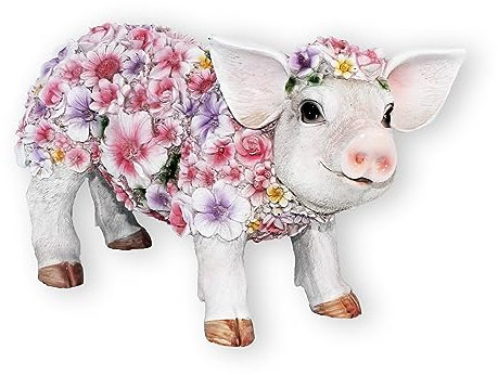 colourliving Schweine Figur stehend oder sitzend Blumenschwein Deko Ferkel Figur Deko Schwein (stehend)