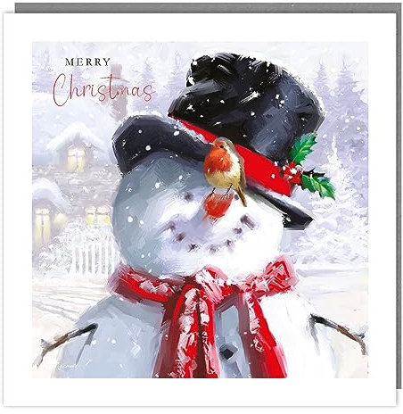 Tracks Publishing Weihnachtskarten, Rotkehlchen und frihlicher Schneemann mit Folien-Details, umweltfreundlich, 5 Stick