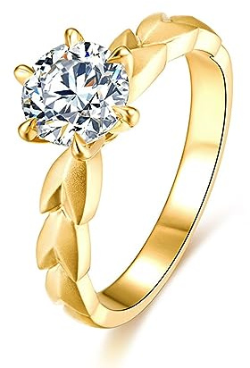 AMDXD Antragsring Diamant, Hochzeitsring Partnerringe 18 Karat Au750 Gold Weizenohr 6 Klaue Klassisch Design Ring Weiß, Echt Gold