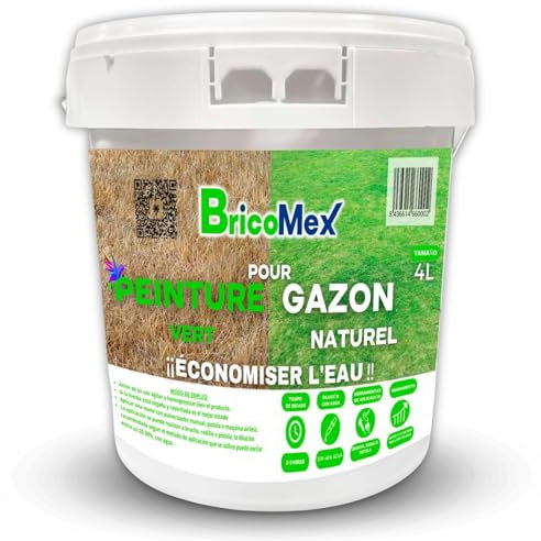 BRICOMEX Peinture pour Gazon | Vert Pelouse | Herbe Verte | 100% Biologique | Une Mise en œuvre Facile (4 Litres)