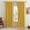DUALIFE Verdunklungsvorhänge, extra lang, 3,4 m Länge, Goldgelb, hohe Decke, Wohnzimmer, hohe Aussparungen, Schlaufen hinten, 2-stöckige lange Fenstervorhänge, 340 cm lang, 127 cm breit, 2 Paneele