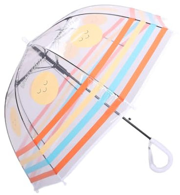 Rhomba Klar Transparente Blase Clear Bubble Umbrella for Children Lightweight Cute 8 Fibre Ribs Cute Dome See Through Perfect for Walking Kids Umbrella for Child (Weißer Regenbogen)
