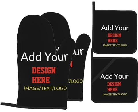 Guanti da forno e presine personalizzati personalizzano guanti da forno antiscivolo resistenti al calore personalizzati per cucina 4 set, cucina, barbecue, cottura, grill