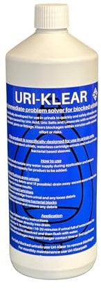 URI-KLEAR - COMMERCIAL GENTS URINAL UNBLOCKER. Professional grade product. 1 Litre (not suitable for domestic applications). 1 Litre