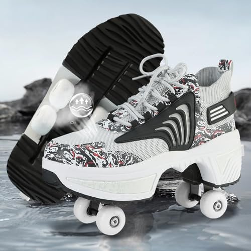Schuhe mit Rollen für Jungen,Rollschuhe Damen Roller Shoes,LED Schuhe Herren Turnschuhe mit Rollen,Roller Schuhe für mädchen,Roller Sneaker Geburtstagsgeschenk (E, 36)
