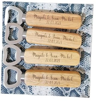 Décapsuleur En Bois Personnalisé,Gravé Personnalisé Logo Cadeaux Réfrigérateur Aimant Décapsuleur Pour Cuisine Rassemblement Parrain Fête De Mariage,Photo,40Pcs