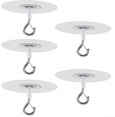 Emiif 5 ganci da soffitto resistenti, senza foro, adesivi per appendere piante luminose, ganci adesivi per occhi