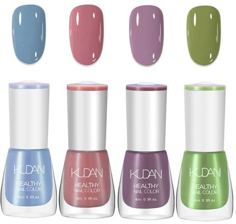 4PCS Nagellack Set - Schnell trocknende & lang anhaltende Nagellack auf Wasserbasis - Nail Polish für DIY Nageldesign - Blau Grün Lila Rosa Farben No Need Cure (4PCS B Set Colorful Style)
