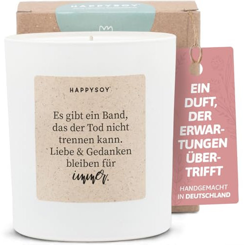 Geschenk Kondolenzgeschenk - Duftkerze mit Spruch - Trauerkerze, Trauergeschenk, Trost Geschenke, Trauerkerzen - Handgemachte Kerze - Sojawachs - Weiß