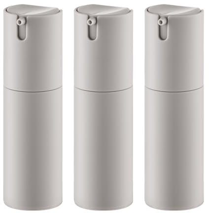 Lulupack 1 oz Airless Pump Bottles, Travel Lotion Container, Skincare Containers for Moisturizer(Plastic, Matte Grey, 3Pcs)