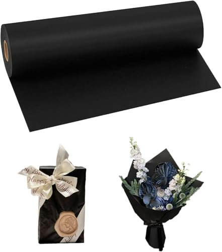 Papier cadeau en papier kraft, Cadeau Kraft Rouleau - Pour artisanat, anniversaires, Noël (Noir, 30cm*30m)