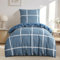 RUIKASI Bettwäsche 155x220 Baumwolle 2teilig Denimblau - Baumwollbettwäsche 155 x 250 2tlg mit Karo Blau, Bettbezug Set 2 teilig Cotton mit Reißverschluss