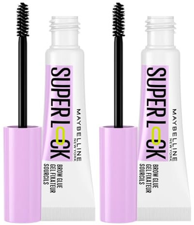 Maybelline New York Superlock Brow Glue Augenbrauengel, transparent, Fixierungseffekt, 24-Stunden-Halt, klebt nicht, fixiert die Farbe und formt die Form – 2er-Set