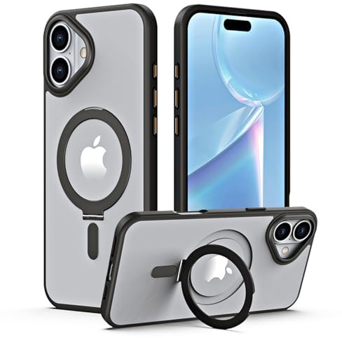 TECHGEAR iPhone 16 Plus Stand Case [Fusion Armour Ring] Premium Hybrid Tough Rugged Protective Magnetic Kickstand Case, Compatible with MagSafe Case for iPhone 16 Plus 6.7 - Black