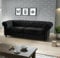 Easy4You Chesterfield Schwarzer Plüsch Velvet 3-Sitzer Sofa 225x74x88 cm Sofas für Wohnzimmer Sofagarnituren mit Holzfüße Set Sofas & Couches