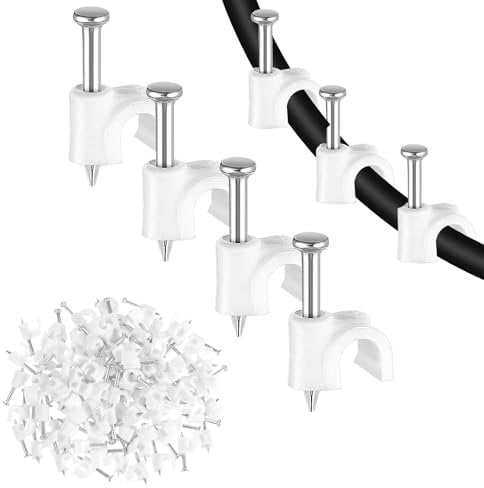 Andibro 100 abrazaderas de cable con soporte para cables de pared, 6 mm, color blanco (6 mm)