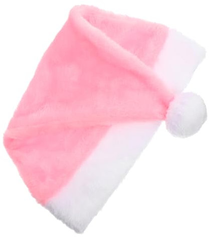 OSOLADY Weihnachtsmütze Plüsch Unisex Cosplay Weihnachtsmannmütze Für Weihnachtsparty Rosa Kurzflorig Atmungsaktiv