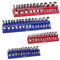 VEVOR Magnetic Socket Organizer Set, 4PCS Magnetic Socket Holder, 1/4'' & 3/8'' Metric SAE Socket Trays with Clear Labels, Hold up to 108PCS Standard & Deep Sockets, Blue & Red (Sockets Not Included)