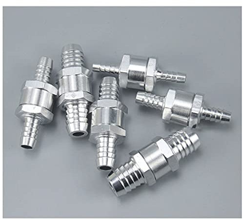 WUUKEPSG 2 Stück Rückschlagventil Aus Aluminiumlegierung, 6/8/10/12/14/16 Mm Einwegventil, Für Vergaserschlauchverbindung/1L4Inch O.D 9Mm