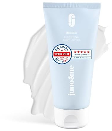 juno&me - Clarifying Body Lotion – Feuchtigkeitsspendende Lotion für unreine Haut – Mit BHA, AHA-Komplex & Manukaöl – Reduziert Unreinheiten & glättet Haut – Vegan dermatologisch getestet – 200ml