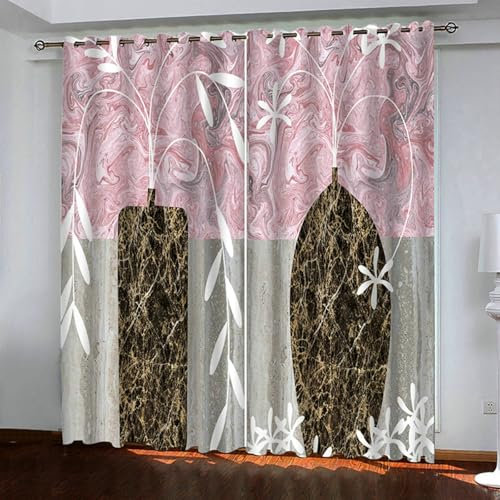 Bishilin Verdunkelungsvorhänge mit Ösen 2er Set 274x244CM, Gardinen Blickdicht Modern Blumen Vasen Schiebevorhänge Wohnzimmer Schlafzimmer Küche