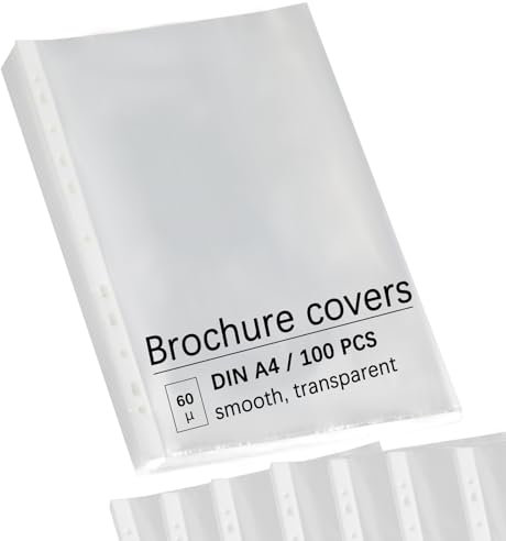 Buste Trasparenti A4 con Fori, 100 Pezzi – Materiale PP, 60 Micron, Cartelline Trasparenti A4 per documenti, archivi, carte, Buste trasparenti anelli a4 con Apertura Superiore
