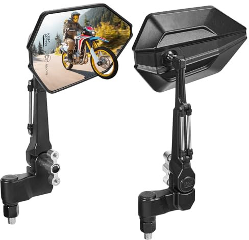 KEMIMOTO Motorrad Spiegel, 2 Stück Verstellbar Motorradspiegel E57 Geprüft, 360°drehbarer Motorrad Rückspiegel, Universal Seitenspiegel Kompatibel Mit Street Bike Scooter Moped Fahrrad