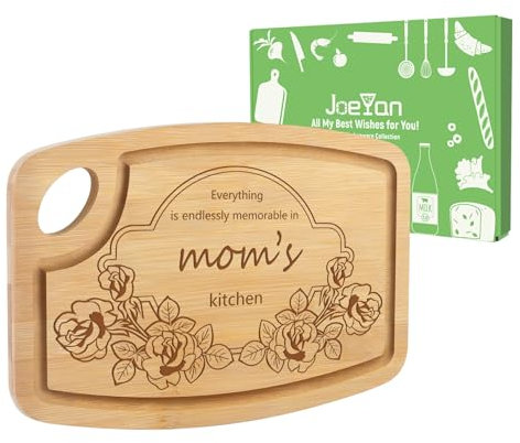Joeyan Mum Gifts, Mother Day, Birthday Gifts for Mum from Daughter Son, Engraved Bamboo Chopping Board Gifts for Mum, Personalized Kitchen Cutting Board with Floral Rose Pattern
