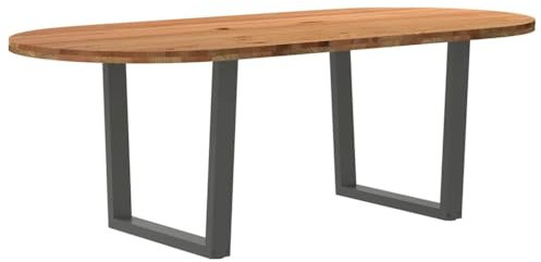 vidaXL Esstisch Hellbraun 220x100x74 cm Massivholz Eiche Oval, Küchentisch, Restauranttisch, Tisch Restaurant, Esszimmertisch, Bistrotisch
