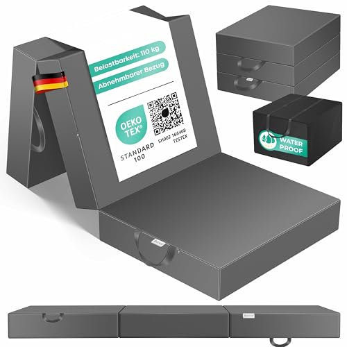 KESSER® Klappmatratze 75 x 200 x 15 cm Gästematratze 3-Fach faltbar zum Sitzhocker Faltmatratze Schaumstoff 25kg/m³ extra dick 15cm atmungsaktiv waschbar Abnehmbarer Bezug inkl. Camping Tragetasche