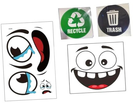 Baoblaze 4 Pieces Trash Can Stickers Trash and Recycle Stickers Weatherproof Waste Basket Labels Decals for Compost Bin Pantry Kitchen