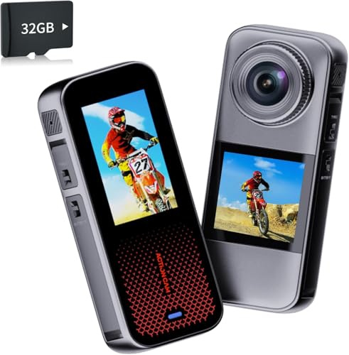 Xilecam Action Camera Dual Screen Sports Camera 32GB Card,Support Rain Protection with 2 X1350mAh Batteries and Multi-Function Accessory（Metallic Gray）