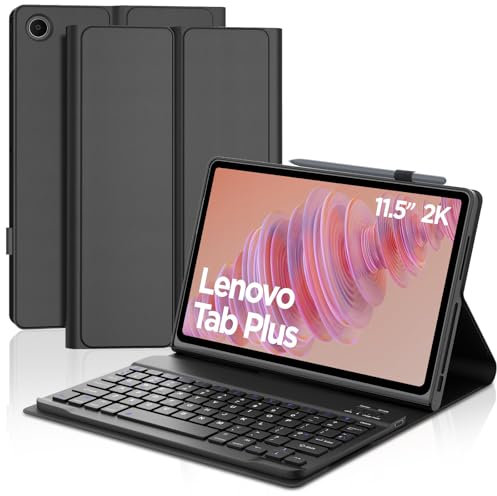 Keyboard Case for Lenovo Tab Plus 11.5 2024, UK Layout Wireless Detachable Bluetooth Keyboard with Slim Protective Cover for Lenovo Tab Plus 11.5 Inch 2024 (TB351FU) Tablet, Black