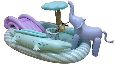 Swim Essentials Piscina Hinchable Infantil con Tobogán y Juegos – Piscina con Accesorios para Niños 3+ Años, 210x150 cm, PVC Resistente, Piscina de Juegos con Aspersor y Juguetes