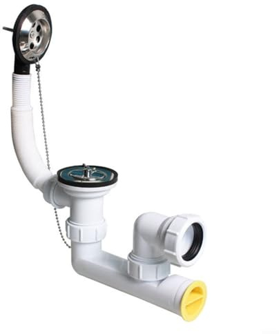 URPIZY Badewannen Ablaufgarnitur Mit Überlaufrohr Komplett Set, Badewannen Siphon Aus PP PVC Edelstahl, Abflussgarnitur Für 48-58mm Ablaufloch