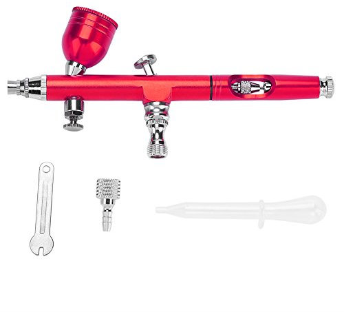 Delaman Pistolet aérographe rouge 0,2 mm avec alimentation par gravité pour tatouage, peinture, ongles, décoration de gâteaux