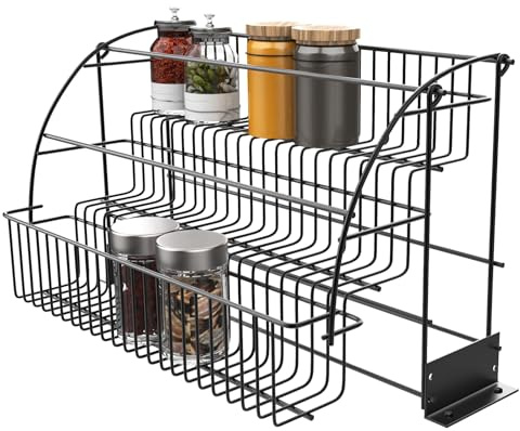 TAPMING 3 Etagen Gewürzregale, Küchenregal, Metall, Aufbewahrung Organizer Rack, platzsparend, viel Stauraum, für die Küche, 37 * 20 * 20cm