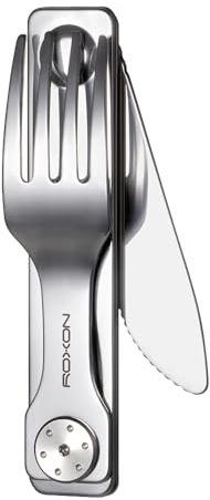 Roxon C3 Posate da Campeggio 2 in 1 Strumento EDC Rimovibile con Forchetta e Coltello per Esterni Campeggio Escursionismo Imbracatura Facile