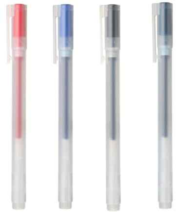 MUJI 無印良品 Feine Gelschreiber, 0,5 mm Spitze, schnelltrocknende Tinte, blau, schwarz, rot, marineblau, hergestellt in Japan (4)