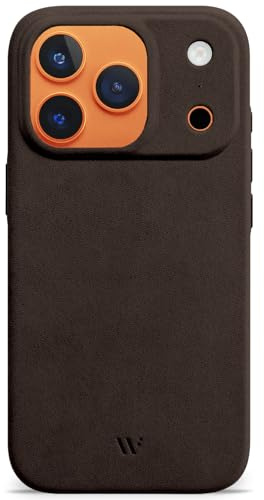 WIIUKA Hülle für iPhone 17 Pro Max, Leder aus Deutschland, Lederhülle extra Dünn, Premium Handyhülle, Case, Qi, skiin More, Vintage Braun