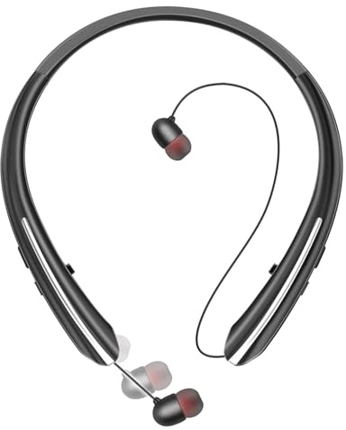 Neckband Bluetooth Headphones, Bluetooth 5.4 Wireless Headphone with Retractable Earbud,CVC8.0 Noise Cancelling, 16Hrs Playtime, Around The Neck Headphones Stereo Headset for Music, Conference, Videos