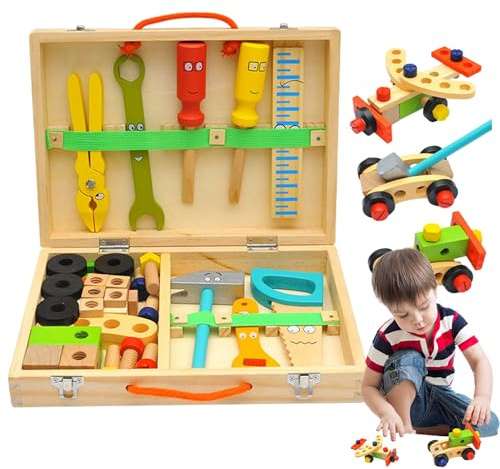 Générique Kit di strumenti per la costruzione di giocattoli educativi in legno, set di strumenti per fai da te, per ragazzi e ragazze di età compresa tra 2 e 4 anni, casa sala giochi asilo nido