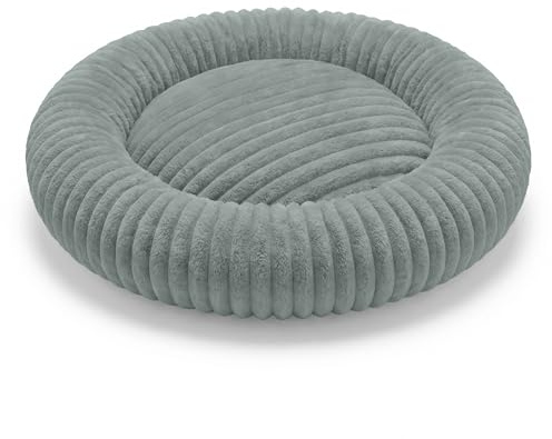 Domarex Dogguru Royal Lounge Rundes Hundebett - Weiches Donut Hundesofa Mit Rabbit Fur Plüsch, Anti-Rutsch Unterseite, Waschbarer Schlafplatz Für Mittelgroße & Große Hunde, XL/Sage