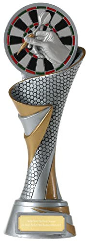 KDS FG Pokal S Trophäe Dart Darts mit Emblem 70 mm schwer mit Gravur ca. 22,5 cm hoch